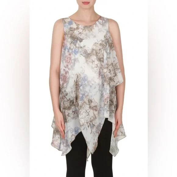 Silk Ruffle Asymmetrical Flowy Blouse Top Women’s size L - Picture 4 of 8